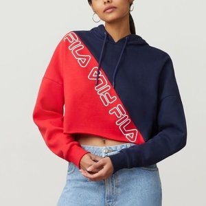 FILA • Logo Cropped Hoodie • Diagonal Colour Block